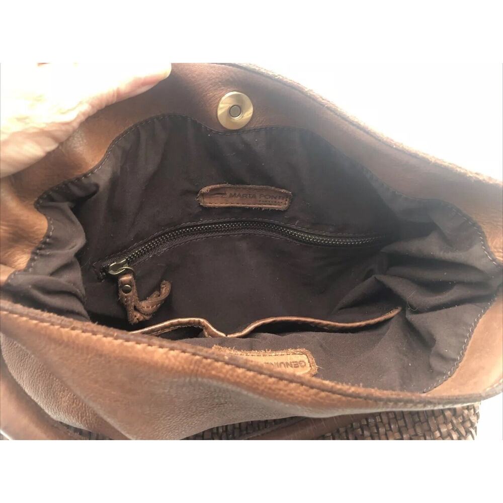 Marta Ponti Designer Soft Woven Leather Shoulder Hobo Purse Bag - Picture 12 of 12